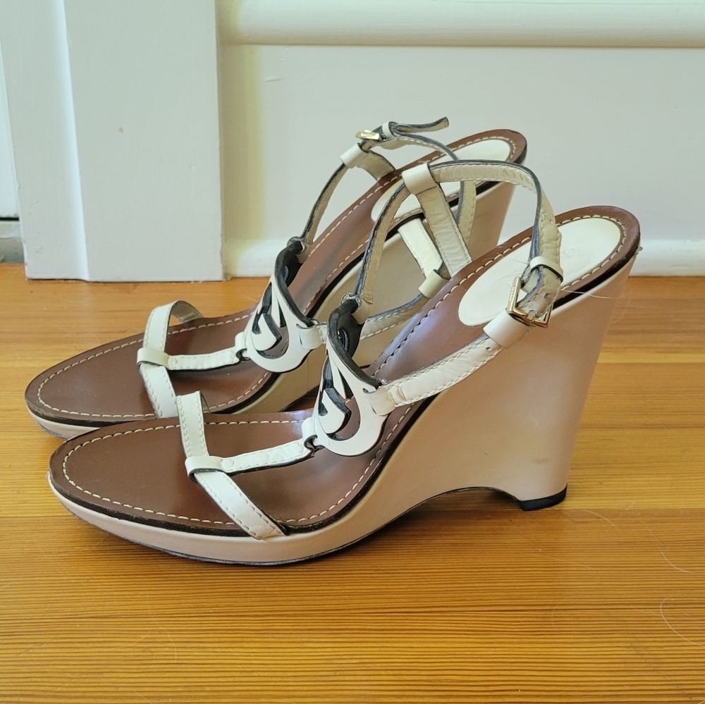 GUCCI Slingback Wedges 9.5 Cream - Picture 3 of 10